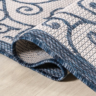 Boho-Chic Spanish Filigree 4'x6' Indoor/Outdoor Blue Synthetic Rug