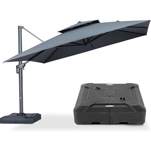 PURPLE LEAF Outdoor Cantilever Umbrella with Base Large Patio Umbrella Windproof Heavy Duty Hanging Offset Umbrella for Garden Outdoor Pool - 1 of 4