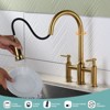 WOWOW Double Handle Bridge Kitchen Faucet with 3-Spray Patterns and 360 Degrees Rotation Spout - 3 of 4
