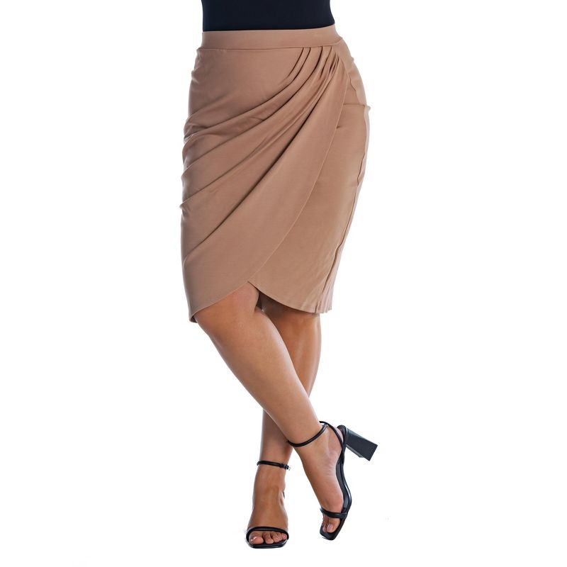 Womens Plus Size Elastic Waist Knee Length Tulip Pencil Skirt, 1 of 5