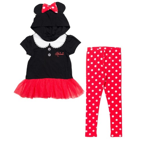 Disney Minnie Mouse Toddler Girls Cosplay Graphic T-shirt Dress Legging  Polka Dots Black / Red 4t : Target