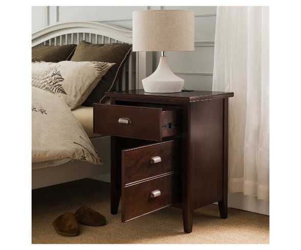 2 Door Electrical Outlet Nightstand Cherry - Leick Home