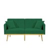 59" Velvet Futon Sofa Bed, Modern Convertible Loveseat Sofa With 2 Pillow, Sleeper Sofa with Adjustable Backrest for Guest Room Bedroom - 4 of 4