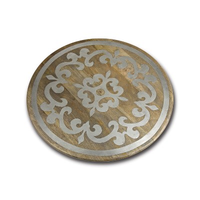 GG Collection 22-Inch Diameter Metal-Inlaid Wood Heritage Lazy Susan