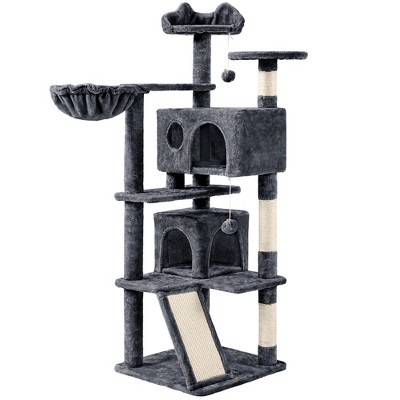 Yaheetech 57"H Plush Cat Tree Condo for Kittens/Small Cats