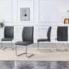 SEVOBAL Dining Chairs Set of 4 High Resilience Luxury PU Material Simple Arch Chair with Arched Metal Silver Leg, Dark Gray, 17.3"*21.6"*39" - 2 of 4