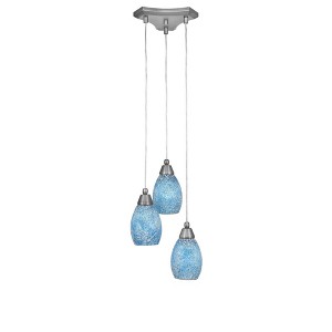 Toltec Lighting Europa 3 - Light Pendant in  Brushed Nickel with 5" Turquoise Fusion Shade - 1 of 1