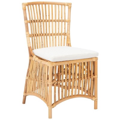 Erika Natural Rattan and White Metal Accent Chair Set of 2