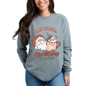 Simply Sage Market Retro Hot Cocoa Christmas Movies Garment Dyed Long Sleeve - 1 of 4