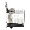 LunaLulinlk 2-tier Medium-sized Dish Rack with Drain Spout, Dish Rack and Drainer, Black - 3 of 4
