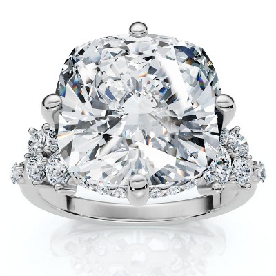 Pompeii3 Certified 5 1/2Ct Muse Cushion Diamond Engagement Ring 14k Gold or Pt Lab Created