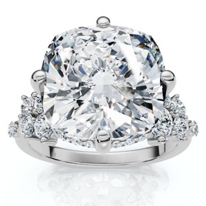 Pompeii3 Certified 5 1/2Ct Muse Cushion Diamond Engagement Ring 14k Gold or Pt Lab Created - 1 of 4