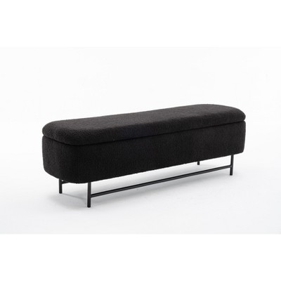 PAGED 18.5" H Storage Ottoman Modern Foot Stool Entryway Bench with Rubber Wood Legs and Soft Seat for Entryway, Bedroom