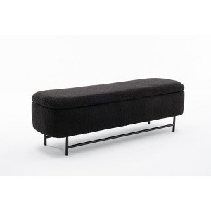 PAGED 18.5" H Storage Ottoman Modern Foot Stool Entryway Bench with Rubber Wood Legs and Soft Seat for Entryway, Bedroom - 1 of 4