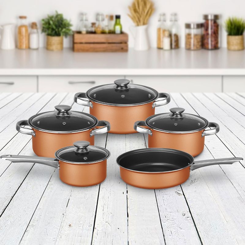 Brentwood 9 Piece Non Stick Cookware Set in Copper, 2 of 7
