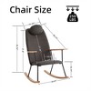 SKRAN Adjustable Headrest Pillow Rocking Chair, Leather Upholstered Glider Rocker with High Backrest for Nursery, Bedroom, Living Room (Dark Gray) - 3 of 4