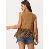 INSPIRE CHIC Women's 70s Western Open Front Faux Suede Fringe Vest - 4 of 4