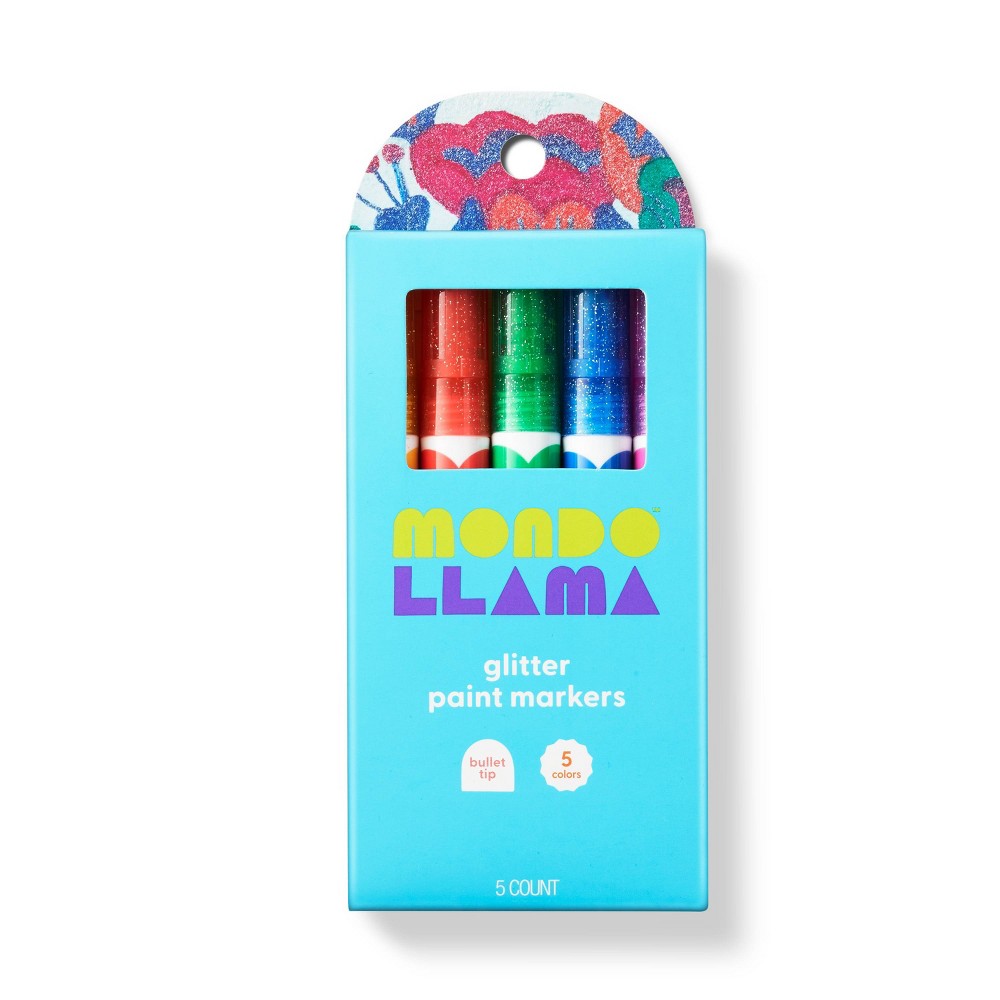 Photos - Felt Tip Pen 5ct Paint Markers Bullet Tip Glitter - Mondo Llama™