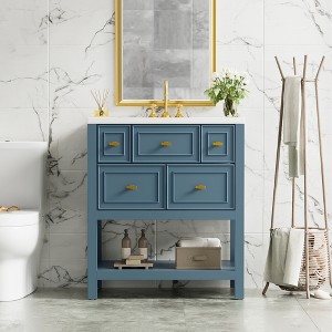 Bella Depot 30'' Bathroom Vanity with Ceramic Sink Combo 5 Drawers - 1 of 4