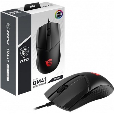 MSI Clutch GM41 USB Gaming Mouse - Optical Sensor - USB 2.0 Connectivity - 16000 DPI Movement Resolution - 60Million OMRON Switches