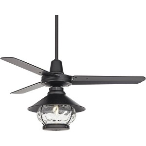 44" Casa Vieja Industrial Indoor Outdoor Ceiling Fan with Light LED Remote Matte Black Damp Rated for Patio Exterior House Porch - 1 of 4