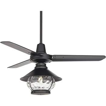 44" Casa Vieja Industrial Indoor Outdoor Ceiling Fan with Light LED Remote Matte Black Damp Rated for Patio Exterior House Porch