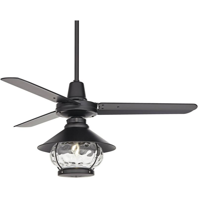 44" Casa Vieja Industrial Indoor Outdoor Ceiling Fan with Light LED Remote Matte Black Damp Rated for Patio Exterior House Porch, 1 of 11