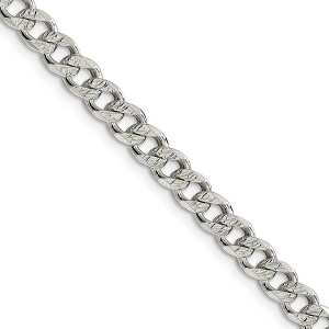 Black Bow Jewelry 5.5mm, Sterling Silver Solid Pave Curb Chain Necklace - 1 of 4