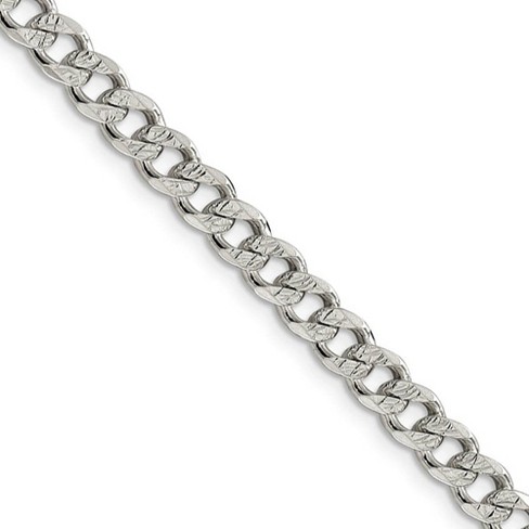 Black Bow Jewelry 5.5mm, Sterling Silver Solid Pave Curb Chain Necklace - image 1 of 4