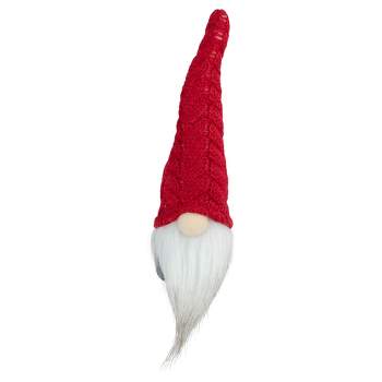Northlight 8" Gray Gnome with Red Knit Hat Christmas Decoration