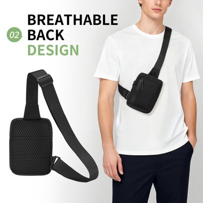 Unique Bargains Small Anti-Theft Crossbody Sling Backpack Nylon Chest Bag Fanny Pack Black — фото 4