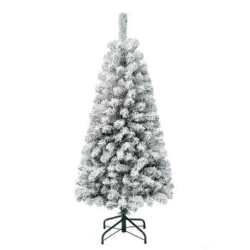 National Tree Company First Traditions Unlit Flocked Acacia Hinged Artificial Christmas Tree