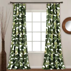 Set of 2 Tropical Paradise Window Curtain Panels Green - Lush Décor