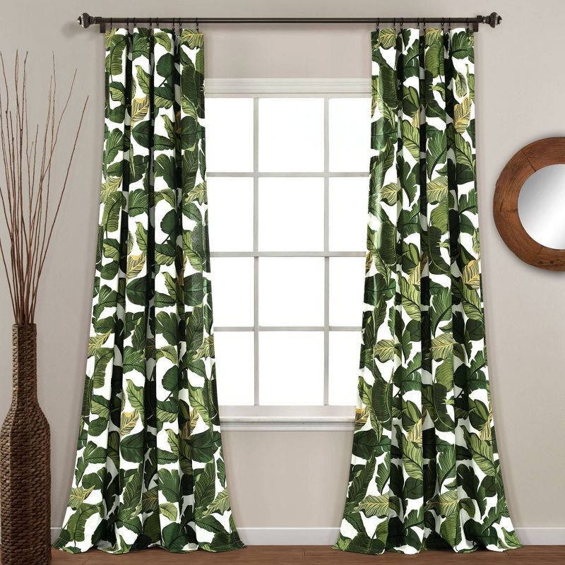 Set of 2 Tropical Paradise Window Curtain Panels Green - Lush Décor, 1 of 8
