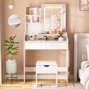 Makeup Vanity Desk Set with Mirror & Light - 1 of 4