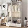 FUFU&GAGA White Wardrobe Glass Doors 3 Drawers Armoire - 2 of 4