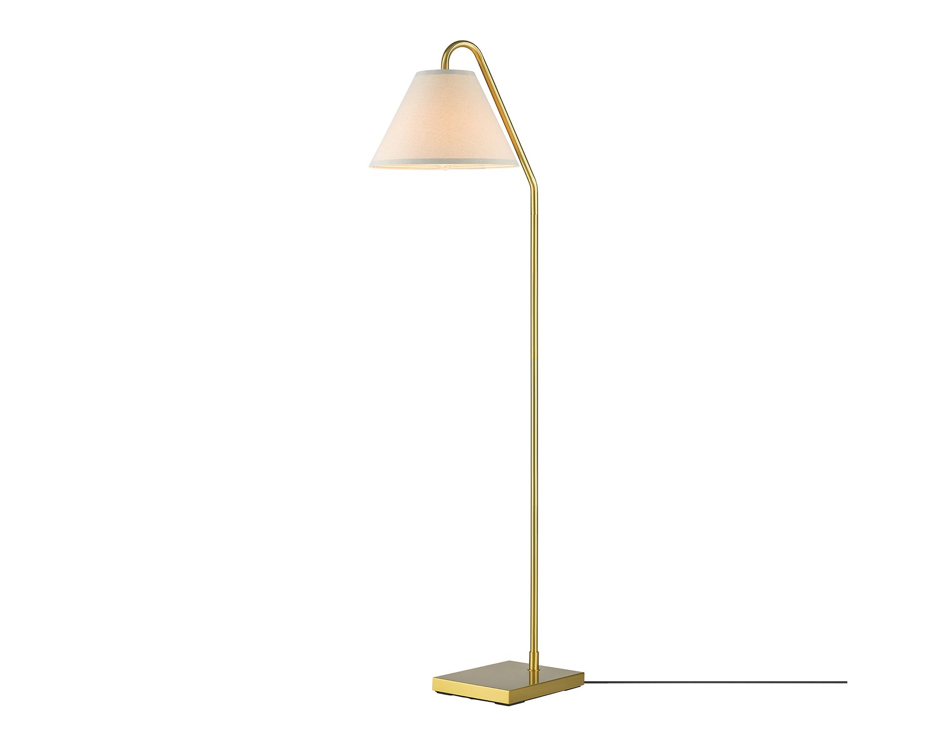 Globe Electric 62" Matte Brass Floor Lamp with Beige Fabric Shade