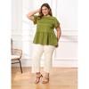Women's Plus Size Pleated Front Ruffle Sleeve Crew Neck Flowy Summer Casual Babydoll Blouses - GRACE & GRANDEUR - 2 of 4