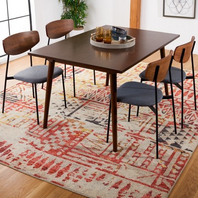 Samarkand Red and Ivory Hand-Knotted Wool Area Rug