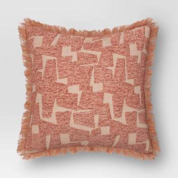 Geometric Patterned Cut Velvet Cotton Blend Square Throw Pillow - Threshold™