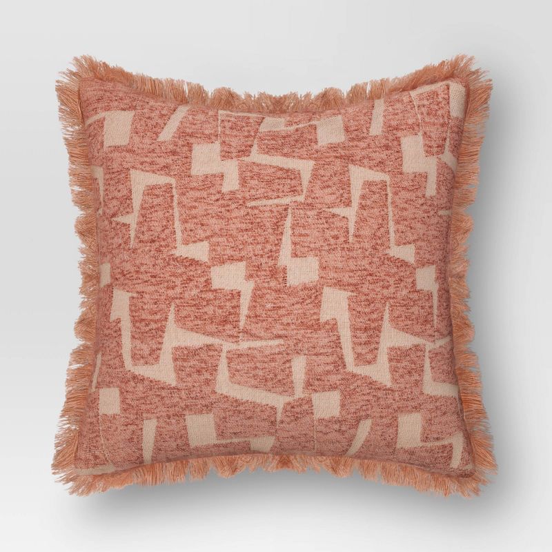 Geometric Patterned Cut Velvet Cotton Blend Square Throw Pillow - Threshold™, 1 of 8