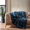 20"x20" Oversize Cabin Plaid Square Throw Pillow with 50"x60" Cabin Plaid Throw Blanket Set Blue/Black - Eddie Bauer - 3 of 4