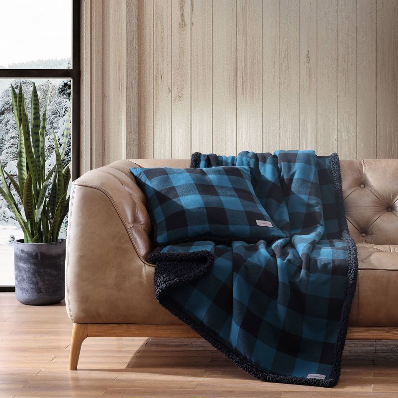 20&#34;x20&#34; Oversize Cabin Plaid Square Throw Pillow with 50&#34;x60&#34; Cabin Plaid Throw Blanket Set Blue/Black - Eddie Bauer, 4 of 9