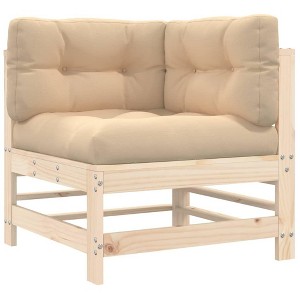 vidaXL Solid Pine Wood Corner Sofa – Modular, Sturdy Outdoor Furniture with Cushions, Ideal for Garden, Patio, Terrace - Excellent Seating Experience - 1 of 4