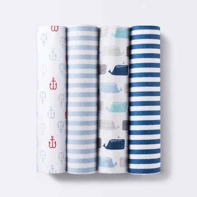 Flannel Baby Blankets Flannel By the Sea 4pk - Cloud Island™ Blue