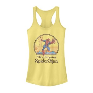 Juniors Womens Marvel Vintage Spider-Man Sun Racerback Tank Top - 1 of 3