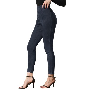 INSPIRE CHIC Women's Faux Suede High Waisted Elastic Slim Casual Leggings Pants - 1 of 4