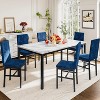 Hooseng 7-Piece Dining Room Table and Chairs Set for 6, Modern Kitchen Table Set with Faux Marble & Metal Frame & 6 Velvet Chairs - 3 of 4