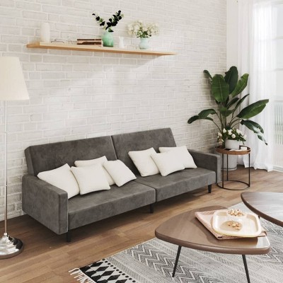 vidaXL 2-Seater Sofa Bed Dark Gray Velvet