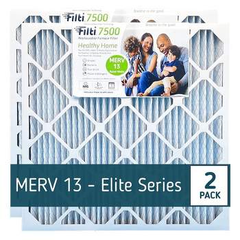 Filti 7500 Pleated Home HVAC Furnace MERV 13 Replacement Air Filter with Reduced Carbon Footprint and Nanofiber Technology  (2 Pack)